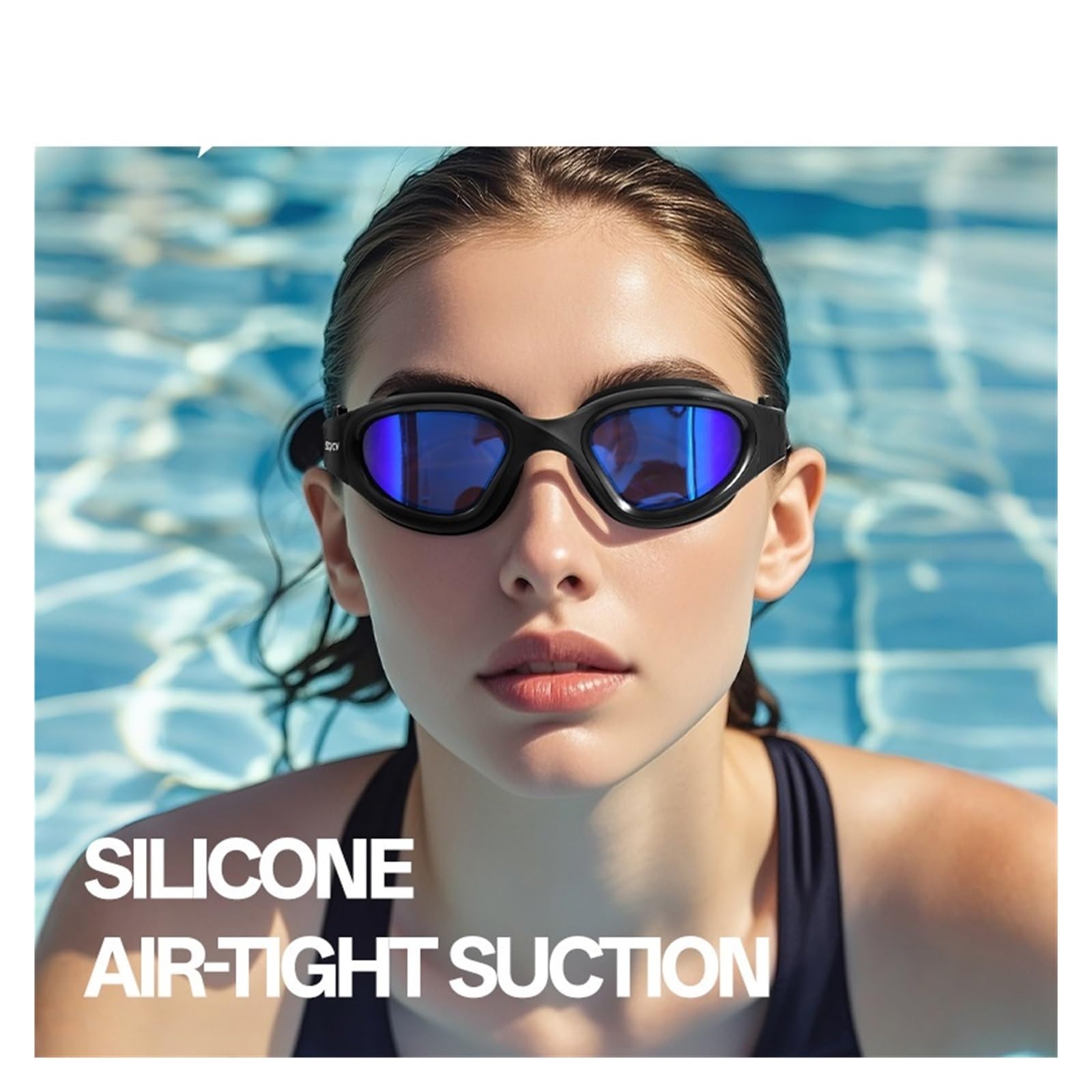 JANSELNOVA Occhialini da nuoto polarizzati resistenti all'acqua uomo Occhiali regolabili con protezione UV antiappannamento donna professionali Occhialini da nuoto