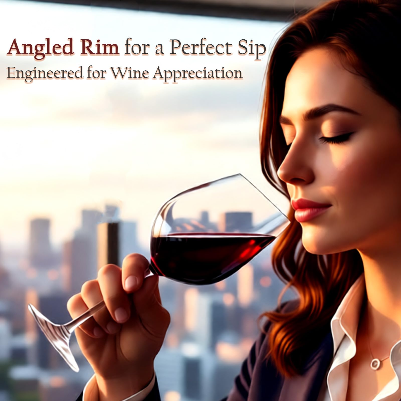 Juego de 6 copas de vino de cristal con borde inclinado, copas de vino tinto sopladas a mano, juego de copas de vino transparentes sin plomo, copas de vino grandes, regalo para mujeres y