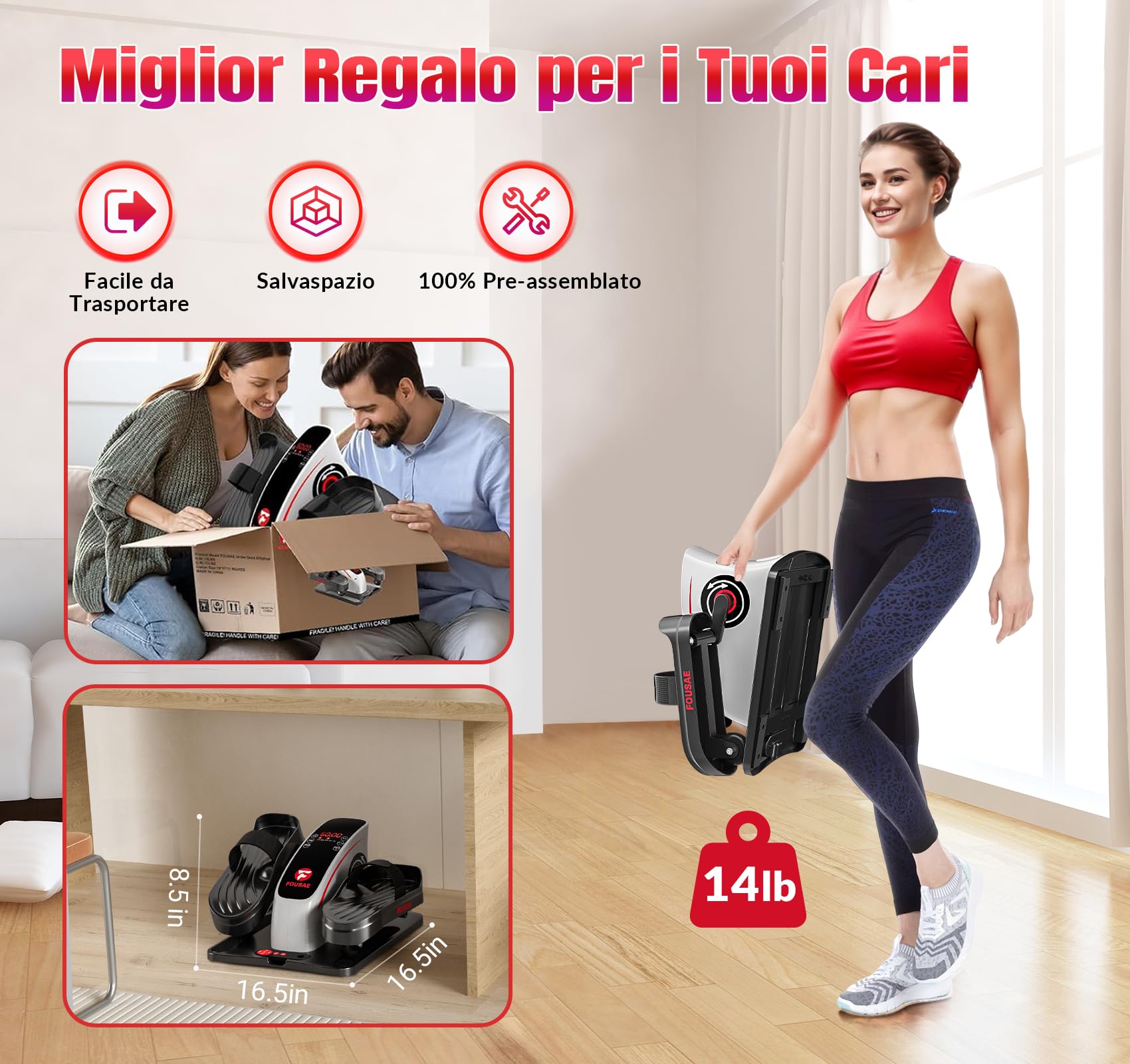 Ellittica Elettrica, Ellittico sotto Scrivania per Anziani con 15 velocità Regolabili, Motore Silenzioso da 80W e Pedale Elettrico con Monitor Display, Silenzioso e Portatile