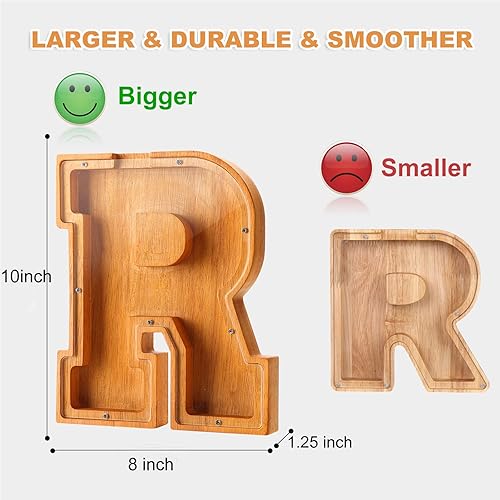 Miniatura 3 de Alcancía de madera con letras de madera para niños y niñas, banco de dinero grande de 26 alfabetos, con nombre personalizado y transparente, ahorro
