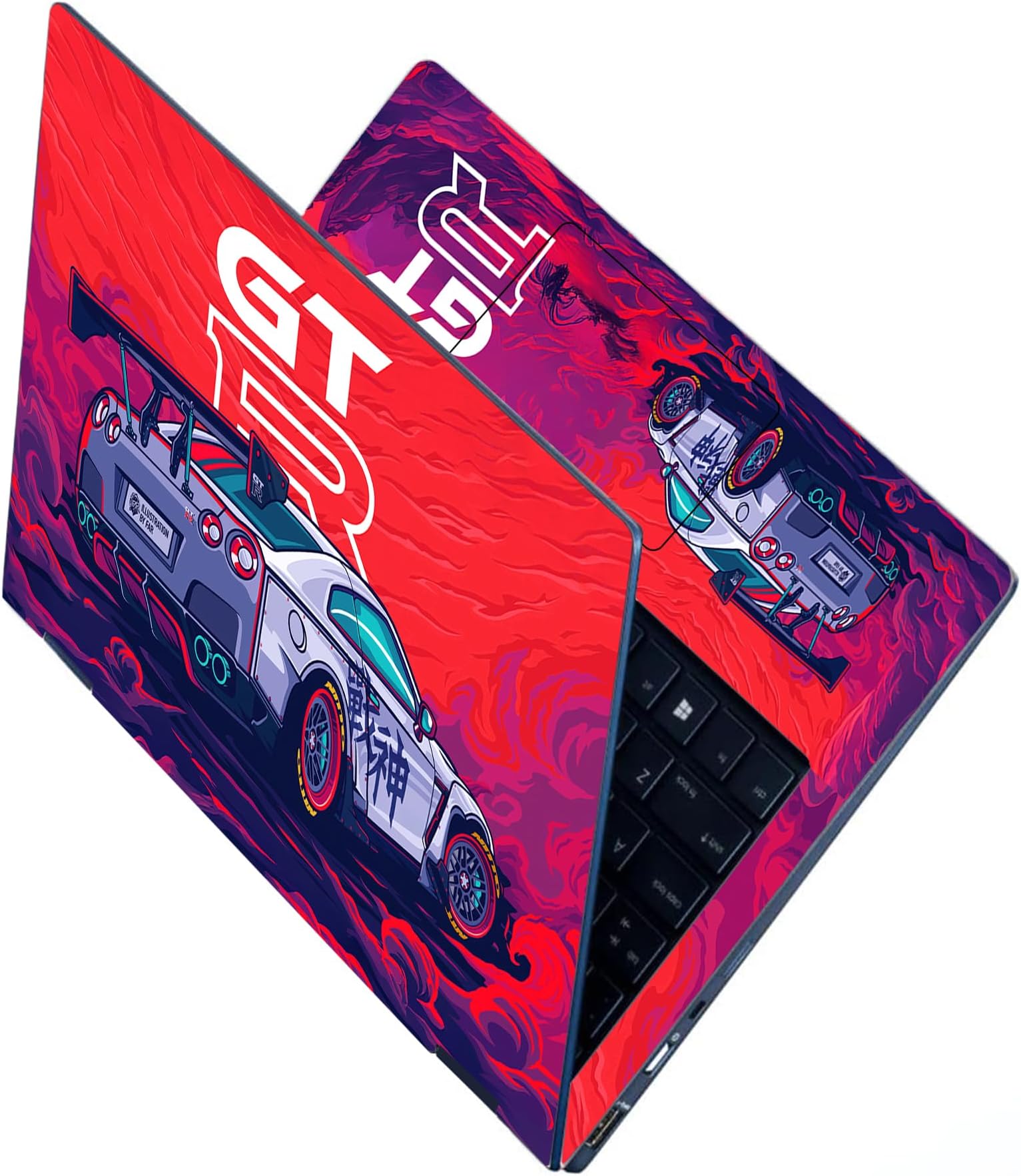 Full Body Laptop Skins Sticker Laminated HD Quality Vinyl fits Upto 15.6 inches Compatible with Dell, Lenovo, Acer, HP, Asus -Nissan GTR-Self-Adhesive