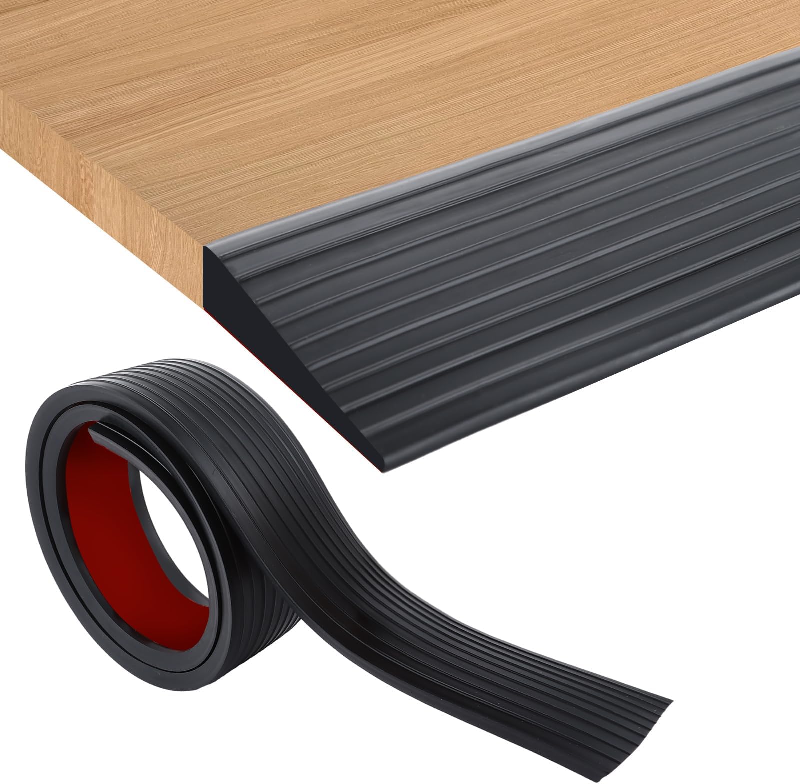 3 Pack Door Threshold Strip 1m, 50mm Wide Rubber Threshold Ramp Self Adhesive Threshold Strips for Doorways, 1cm Rise Rubber Ramps for Threshold Transition Strip, Black