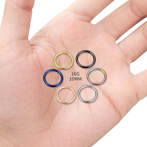 Miniatura 2 de WBRWP Piercing de acero inoxidable 316L con bisagra para la nariz, aro de 20G, 18G, 16G, 14G, para mujer, anillo de piercing para el cuerpo,