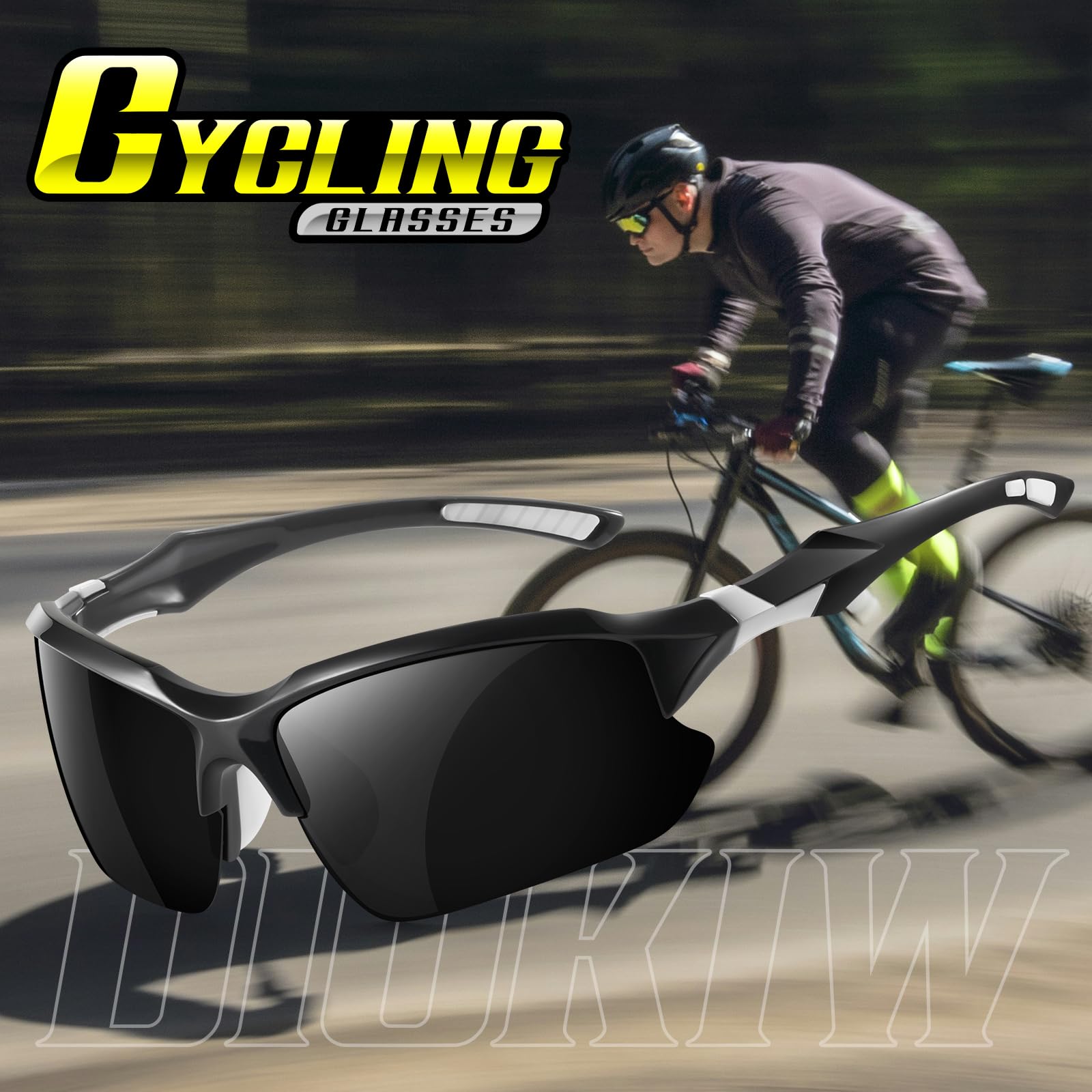 DioKiw Occhiali da sole sportivi polarizzati per uomo, ciclismo, corsa, pesca, protezione UV, occhiali da sole leggeri a mezza montatura