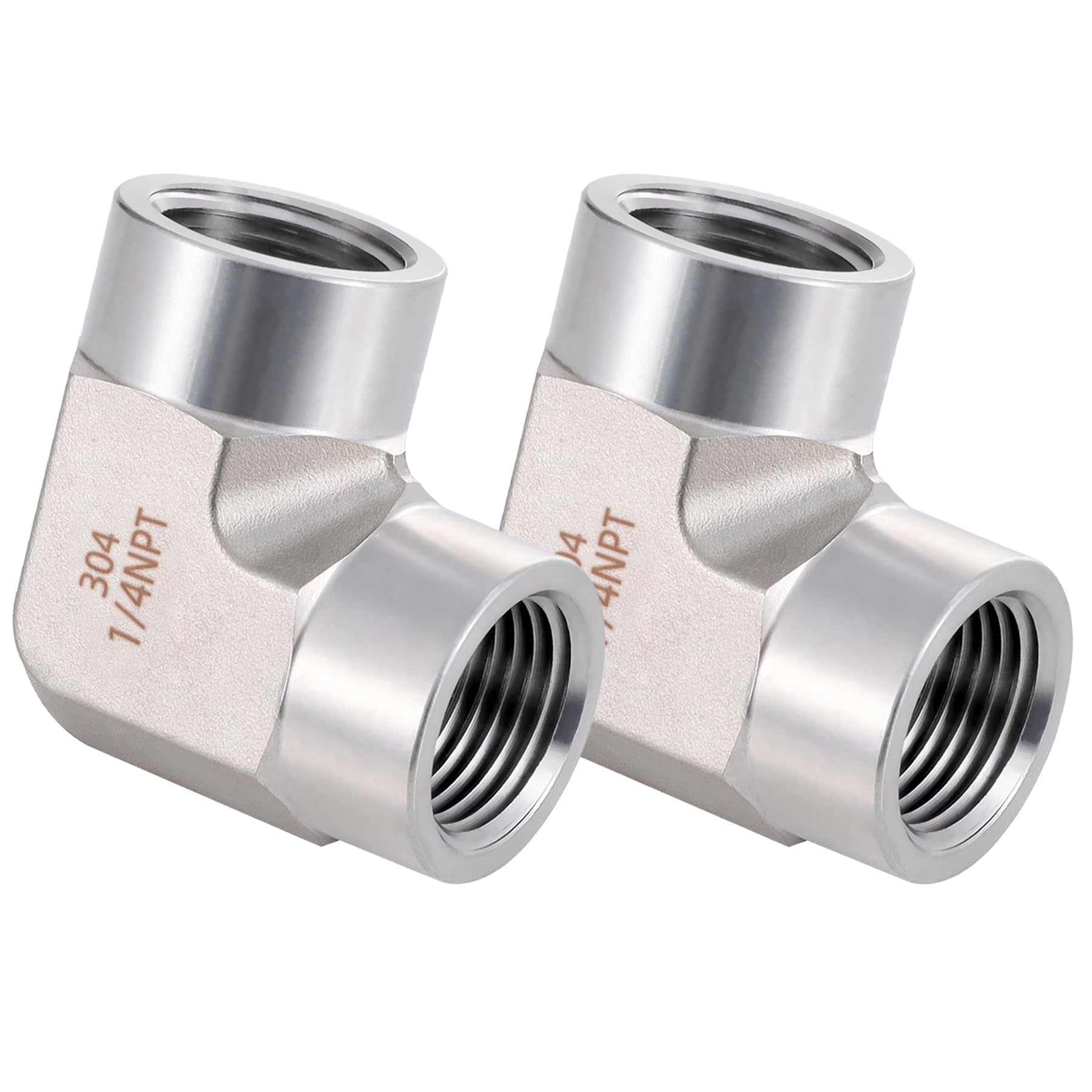 Stainless Steel Pipe Fitting 90 Degree Barstock Street Elbow 1/4" NPT Female x 1/4" NPT Female 2 Pack