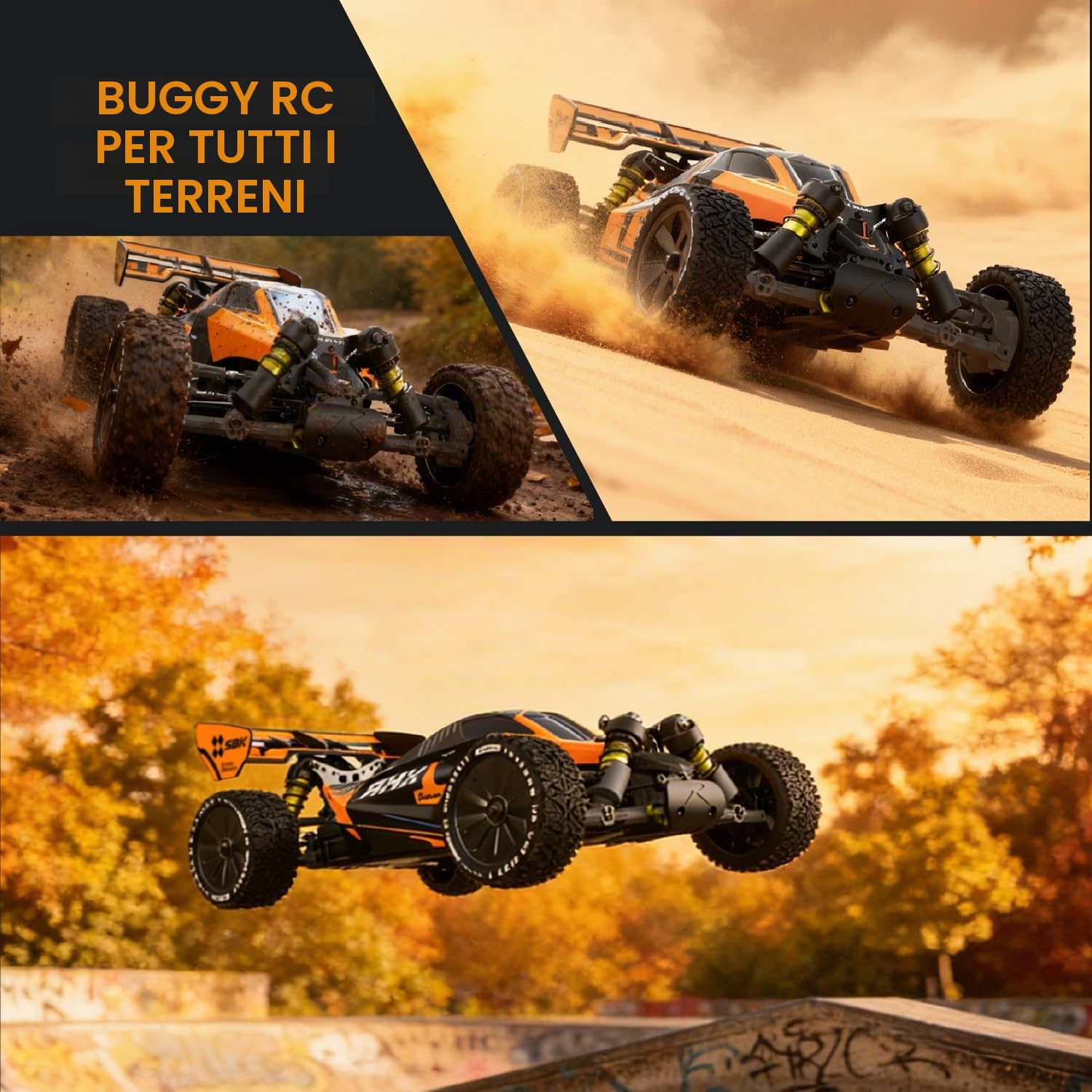 CROBOLL RLAARLO 1:10 Auto RC Brushless per Adulti, Velocità Massima 65+ km/h, Buggy 4X4 Fuoristrada, Auto da Corsa Telecomandata RTR con Ammortizzatori Carichi d'Olio