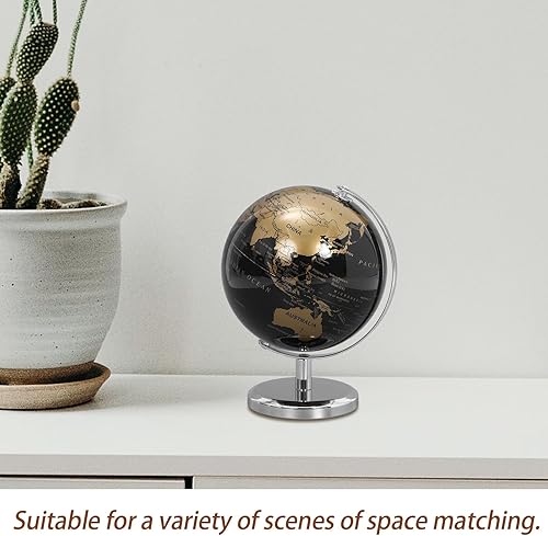 Miniatura 4 de Alasum Globo de escritorio dorado negro con soporte de metal blanco decoración terrestre estable para oficina, hogar, estudio, globo educativo para