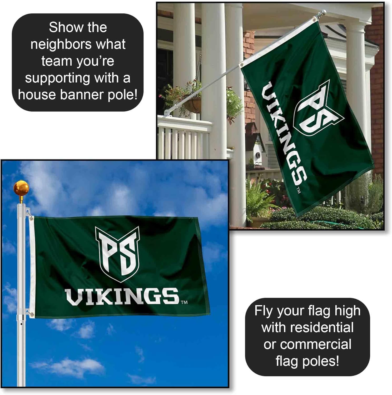 Portland State Vikings Wordmark Large Grommet Banner Flag - Image 3
