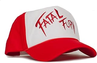 Fatal Fury Embroidered Curved Cloth & Braid Unisex-Adult Hat -One-Size Red/White