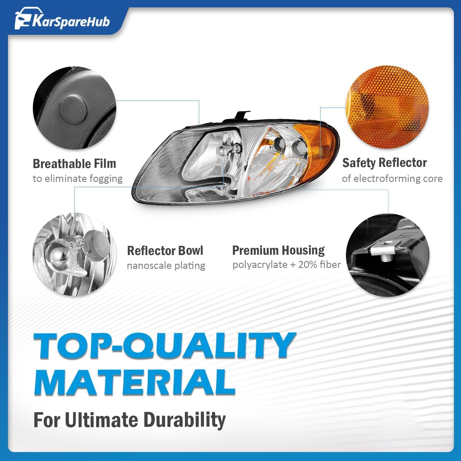 Headlights for 01-07 Dodge Caravan 01-03 Chrysler Voyager 01-02 Chrysler Grand Voyager 01-07 Town & Country(Fit Short Wheel Model Only)
