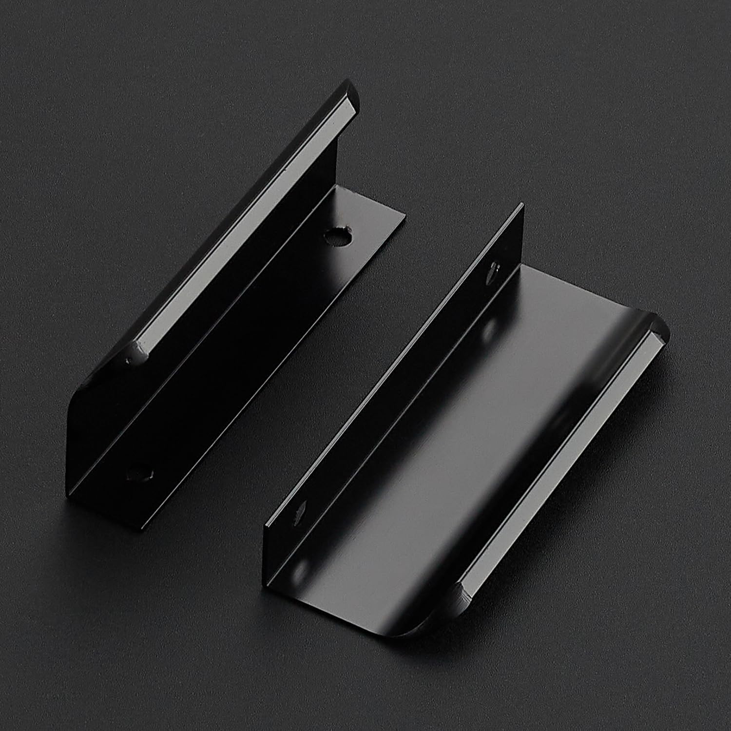 Ravinte 25 Pack Finger Pulls for Cabinets 76mm/3in Hole Center Tab Cabinet Handle Matte Black Finger Edge Pulls Concealed Handles for Kitchen Drawer Finger 102mm/4.02in Length