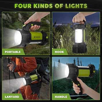 AlpsWolf LED Flashlight Spotlight Lantern Bundle with 2 Pack Camping Flashlights, 4800 Capacity, 8 Modes Portable Camping Light for Emergency, Hurricane,Hiking, Power Outages, Camping Essentials