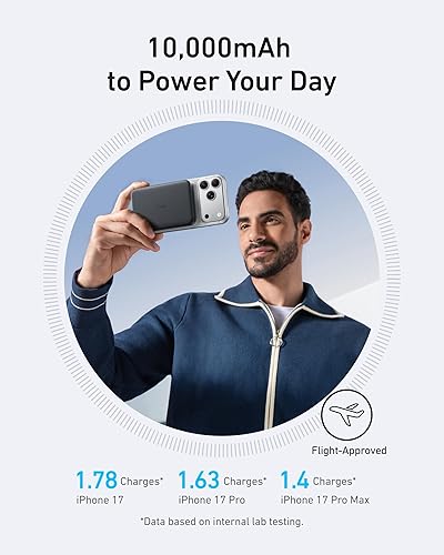 Miniatura 5 de Anker MagGo - Batería externa, batería magnética ultradelgada de 10,000 mAh, certificado Qi2, portátil, cargador compatible ultrarápido MagSafe de