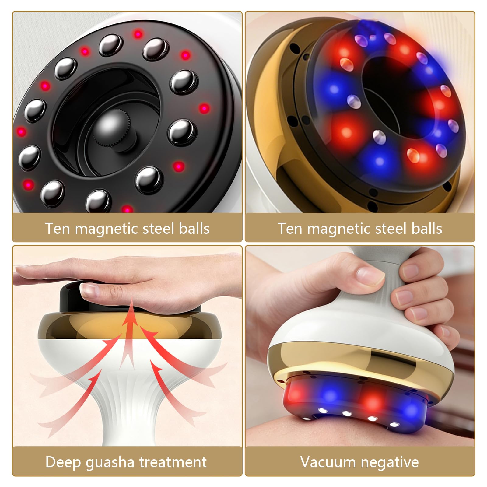 Massaggiatore 4-in-1 contro la cellulite, elettrico con vuoto e Gua Sha, 9 livelli di calore, 9 livelli di aspirazione, pelle più tonica e migliore circolazione, massaggio profondo con calore, per uso
