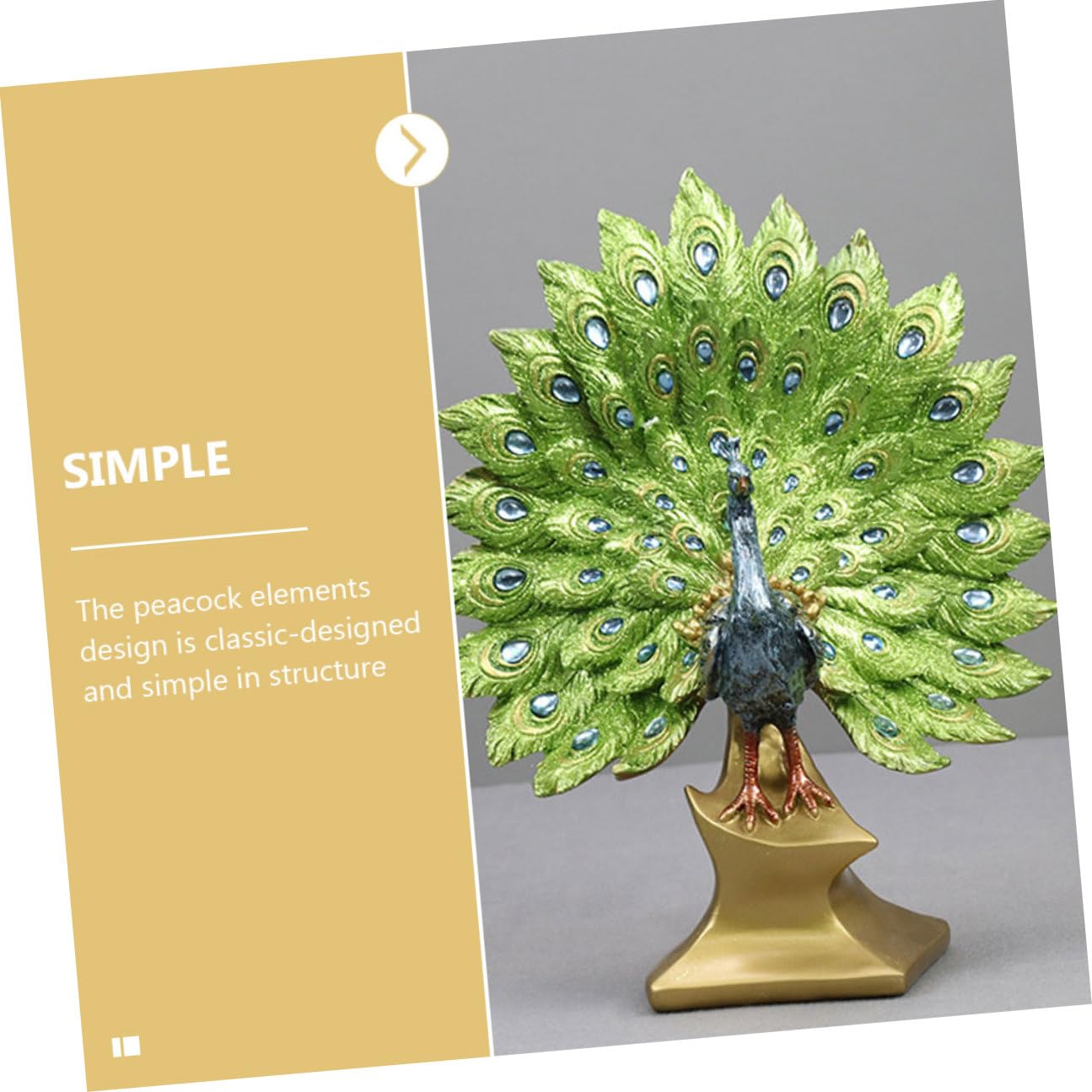 NUOBESTY Dekorative Pfauenfigur aus Bruchfestem Kunstharz Mittelgroße Tischdekoration mit Stabilem Stand Elegante Wohndeko für Wohnzimmer und Hochzeit