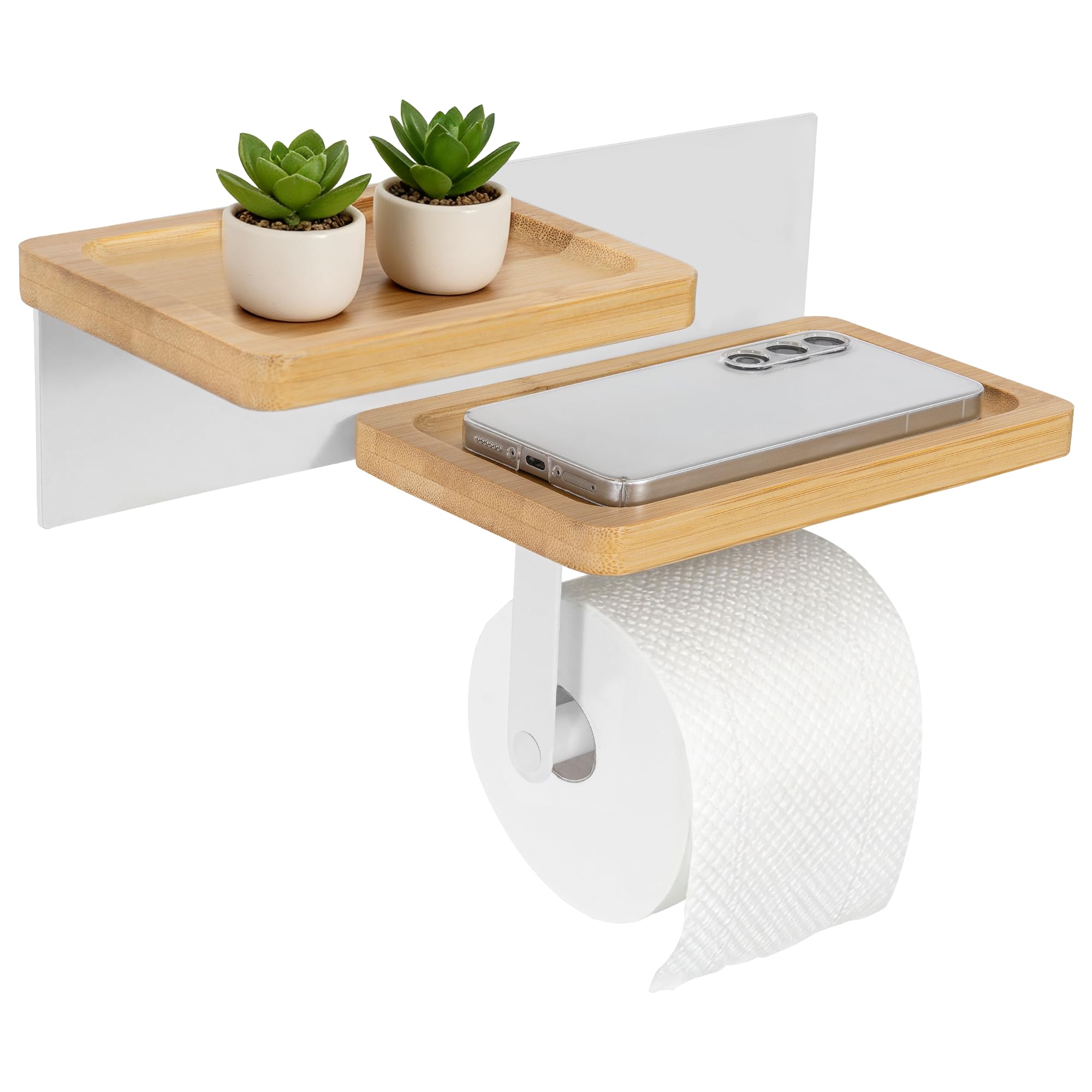 LASUK Toilet Paper Holder, 2 Tiers - Holds 1 Roll, White