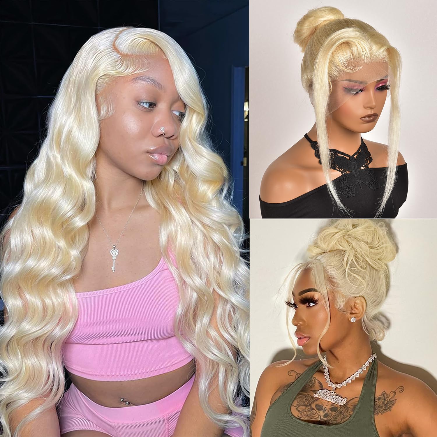 Alimubi 613 Lace Front Wig Human Hair 360 Lace Front Wigs Human Hair Body Wave Full Lace Wigs 200 Density HD Lace Front Wigs (36 inch)