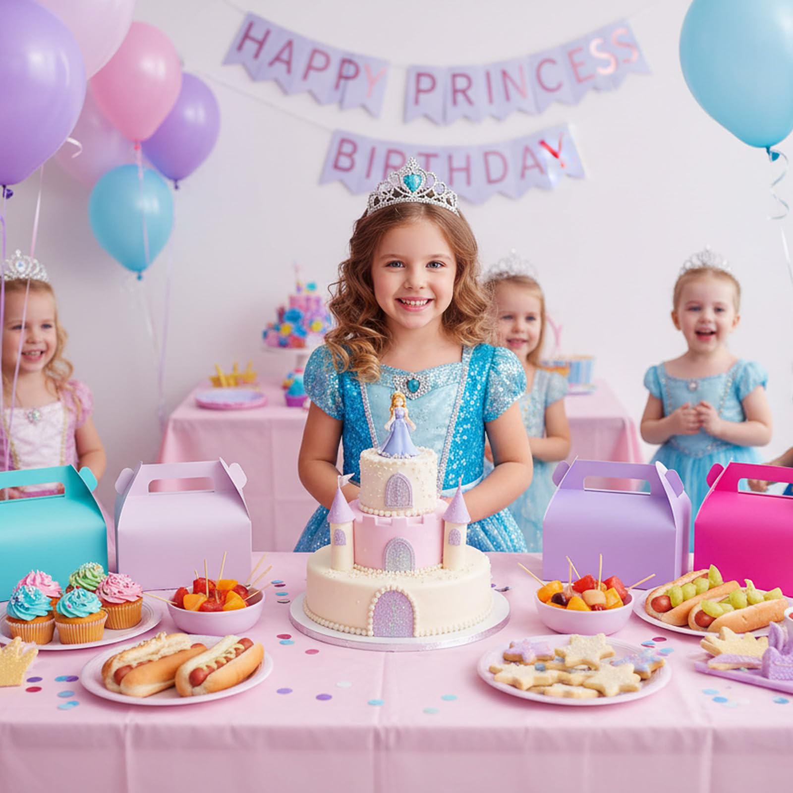 UnicoPak 30 Pack Pastel Gable Treat Boxes Party Favor Goodie Bag Boxes for Candy Treats Goody Cookie Toys for Birthday Party, 6.5x3.5x4 Inches