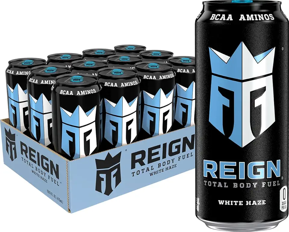 Reign Total Body Fuel, White Haze, Fitness &amp; Performance Drink, 16 Fl Oz (Pack of 12)