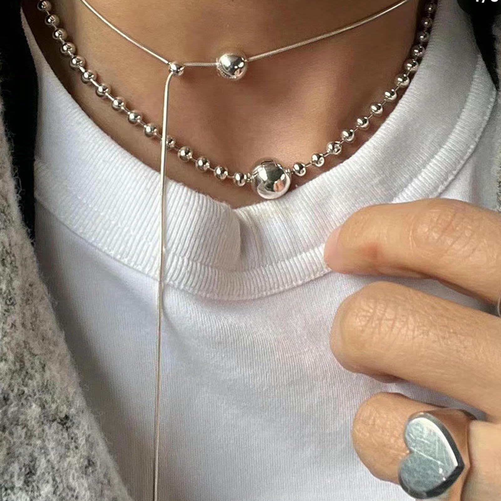 Collar de bola ajustable para mujer, cadena de serpiente de cuerda deslizante chapada en acero inoxidable de 18 quilates, joyería para presentarla