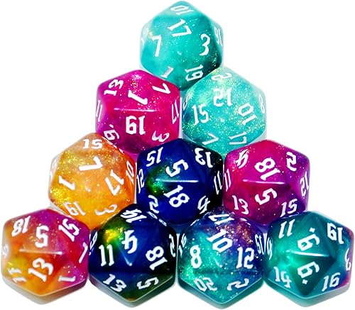 Vista 51 de SmartDealsPro Paquete de 10 dados poliédricos D20 de 20 caras para juego de mesa DND RPG MTG (mezcla de colores)