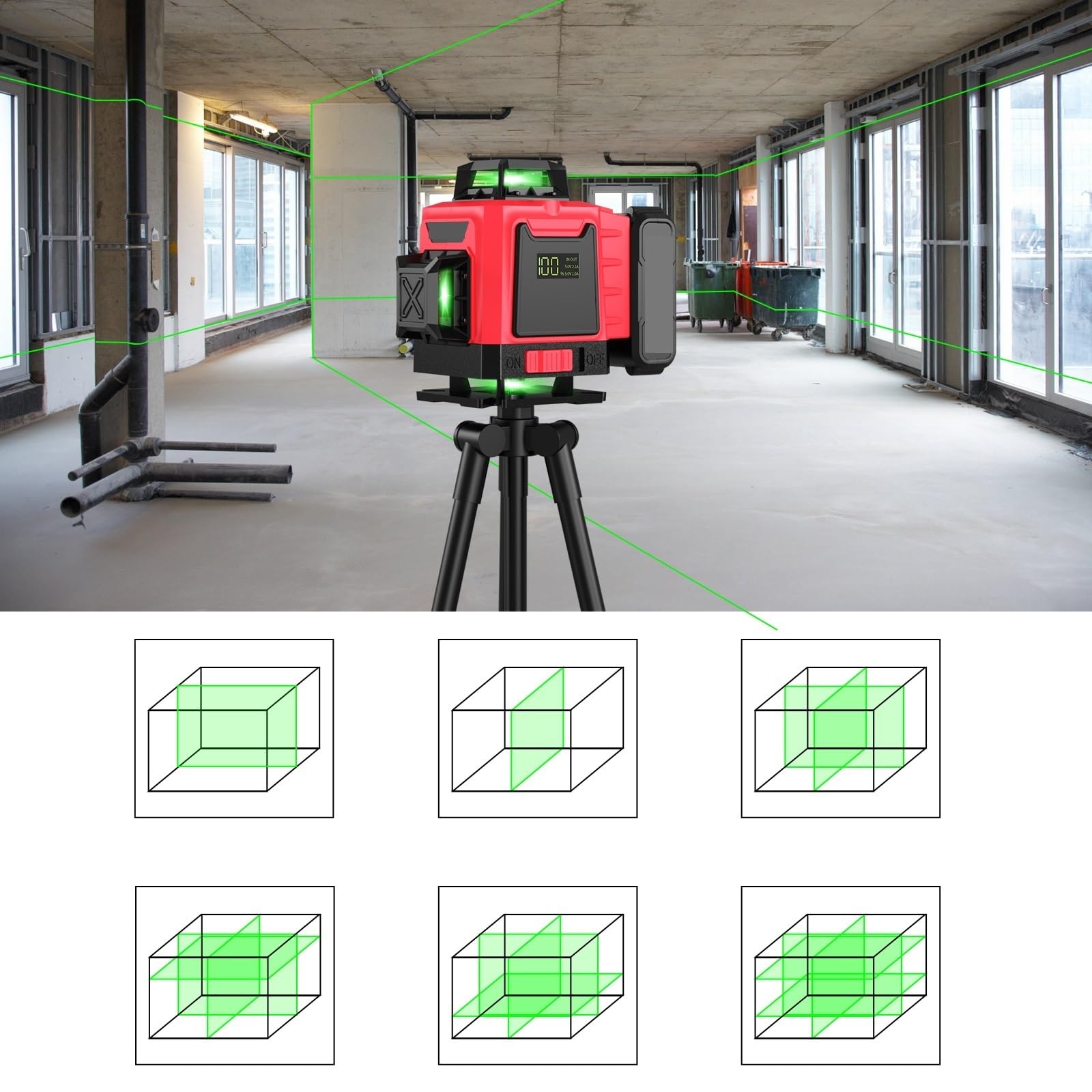 Poziom la-serowy, 4D 16 linii poziomica La-serowa z walizką automatyczna 360 ° samopoziomująca 4x360° linia krzyżowa profesjonalna La-serowa konstrukcyjna,do dekoracji domu DIY