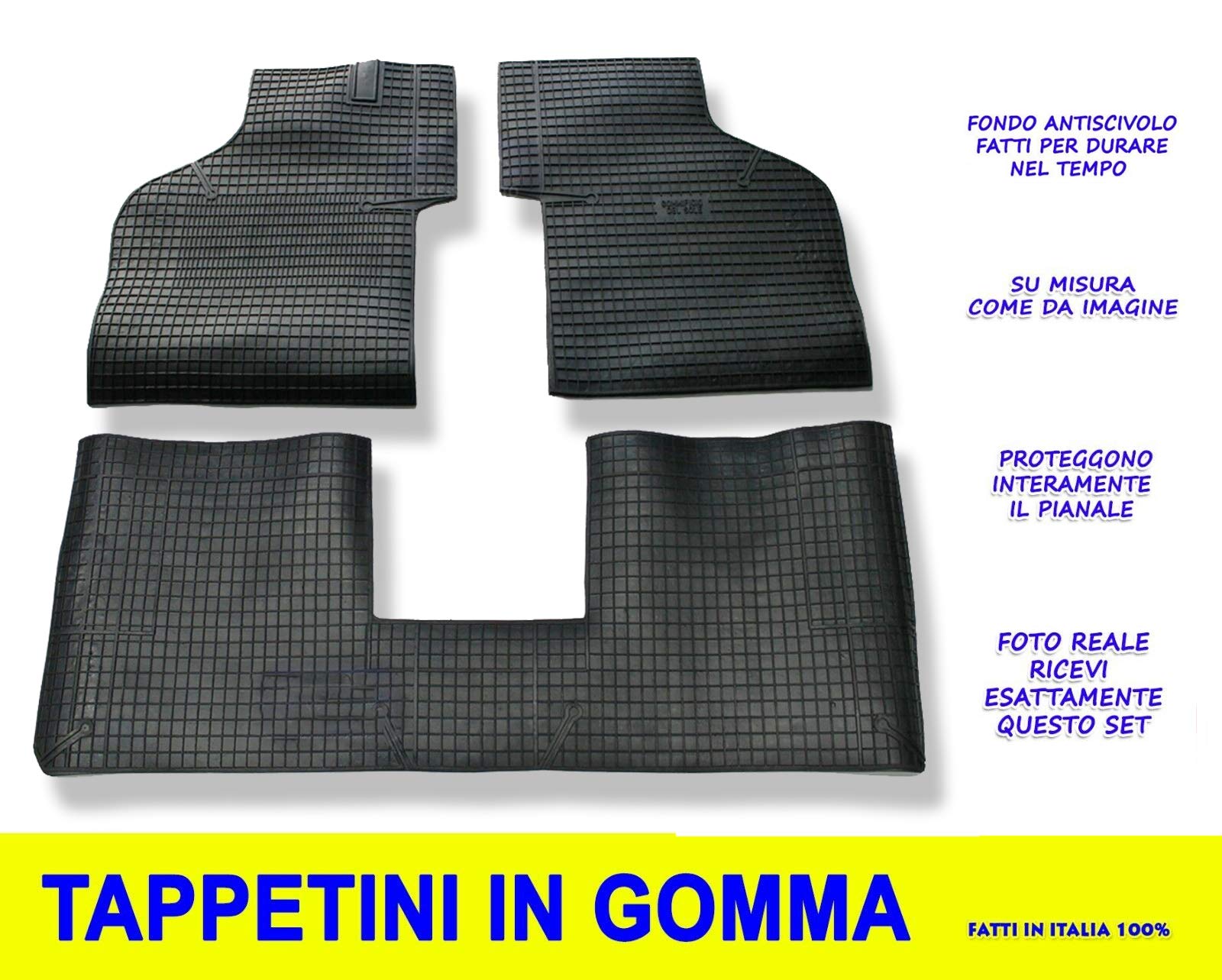 Tappetini in Gomma per Panda 750 4x4 141-141 A dal 1986 al 2003 Tappeti auto su misura antiscivolo in set completo con Posteriore Intero 10750