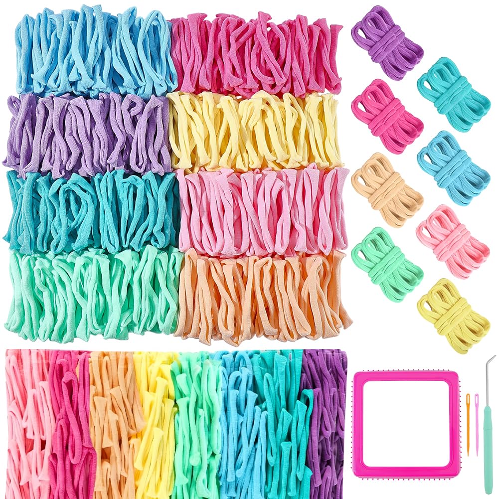 WADORN Kit di telaio per tessitura, telaio robusto per presine, con 800 anelli artigianali, fai da te, arti e mestieri per adulti, facile kit per maglieria quadrato 2 in 1, regalo per principianti