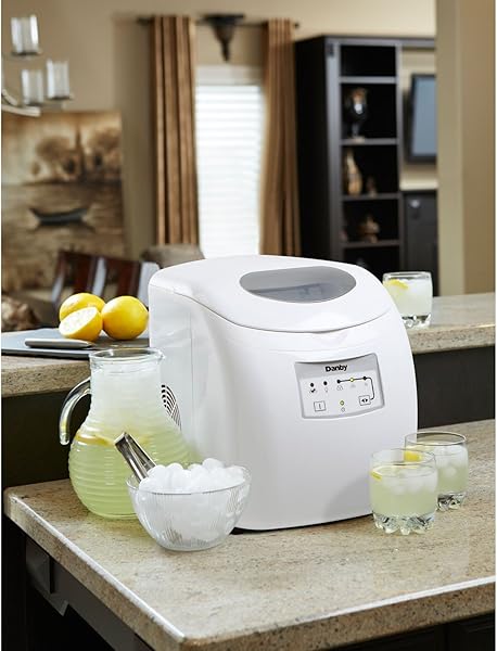 Danby DIM2500WDB Countertop Maker, Makes 25 lbs 24 Hrs, Machine with Electronic Controls, LED Display and Self Clean Function, 3 Ice Cube Sizes, 2 lb, White
