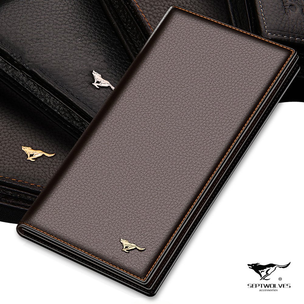 Amazon.co.jp: SEPTWOLVESメンズファッションLook本革二つ折り長財布