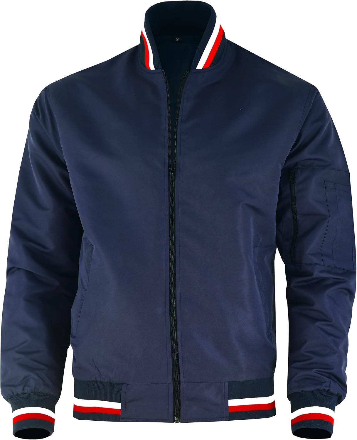 Deckra Men's Varsity Jacket Mid Season Sprinng Lightweight Outwear Sports Bomber Rib Kinit Casual Jacket Coat