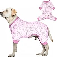 Vista 9 de Kyeese Pijama para perro, de flamenco, suave, abrigo, mameluco para perro, traje posquirúrgico, disfraz, ropa para gato, talla mediana