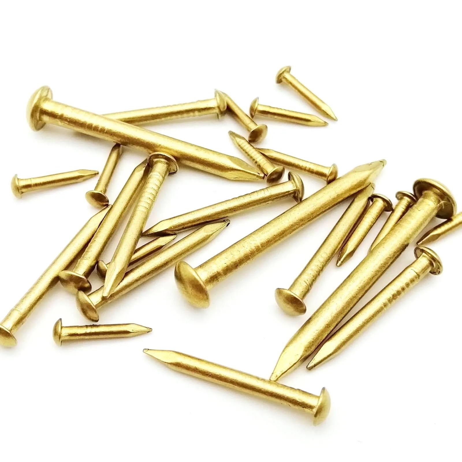 Golden Pure Copper Small Round Head Nails 1.2~2.8mm Dia 8-50mm for Furniture Hinge Jewelry Box Drum(100pcs 1.2x10mm)