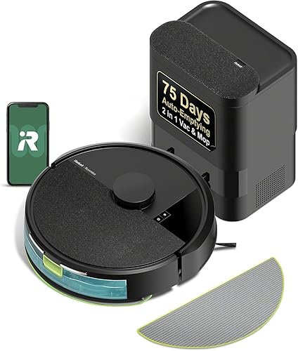 iRobot Roomba 104 - Robot de aspiradora y trapeador 2 en 1, se vacía automáticamente durante 75 días, succión intensa de levantamiento de potencia,