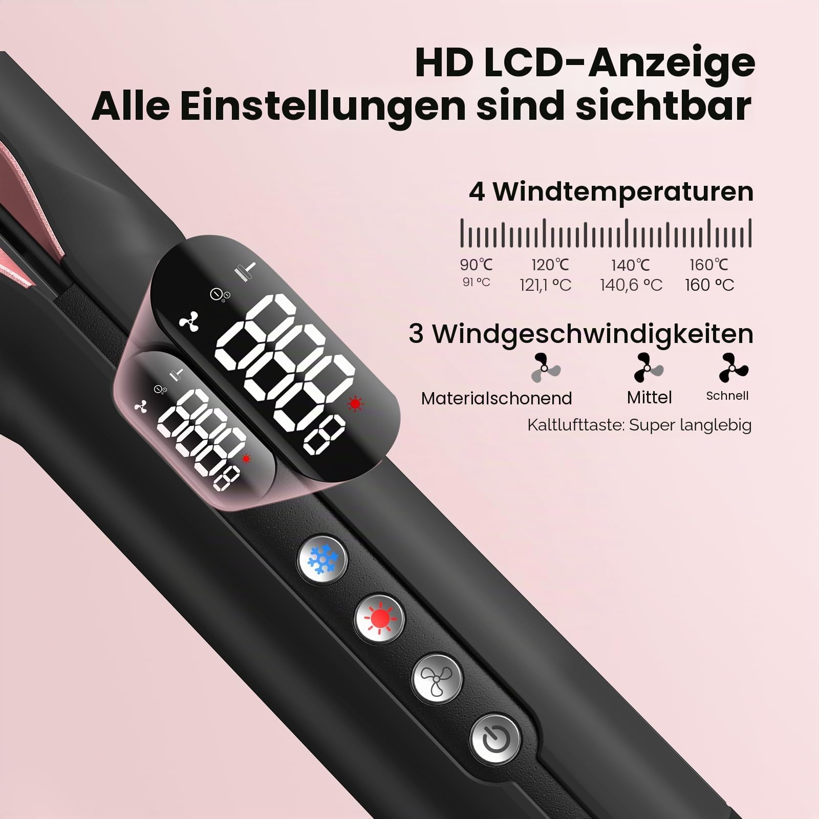 Air Haarglätter, Luft-Haarglätter für Haar Styling, Supgaliy Professionelles Ionen Glätteisen, weniger Haarbruch,mehr Glanz und Farbschutz, für mittellanges Haar (35-75)