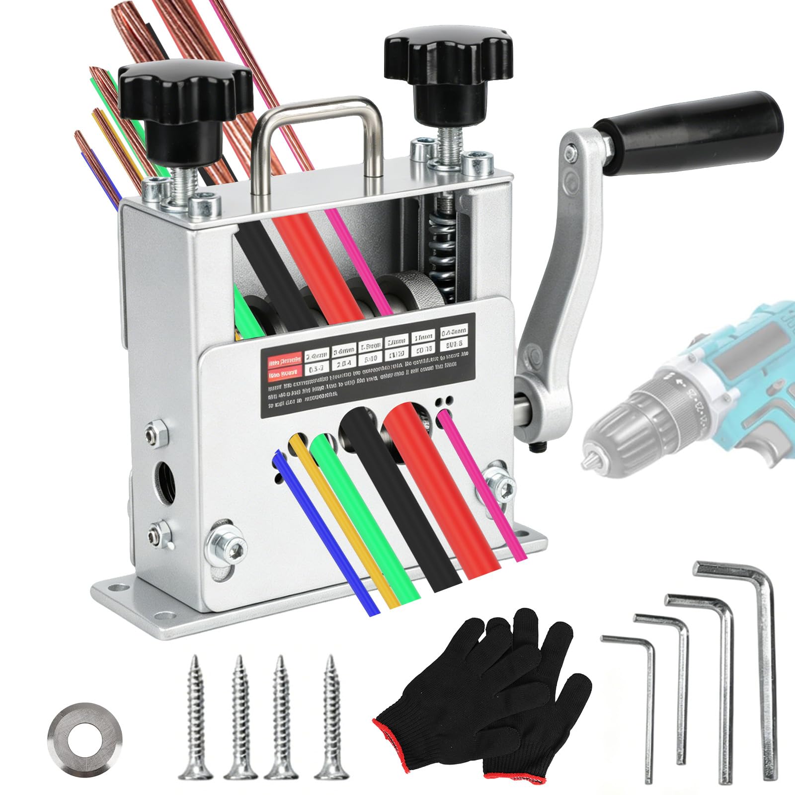 Qivine Kabelschälmaschine mit 9 Löcher für 2-17mm Kabel & Netzwerkkabel