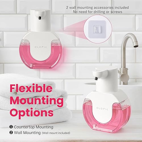 Miniatura 6 de Dispensador automático de jabón espumoso, soporte de pared sin contacto y tableta perfumada incluida, 15 onzas, automático con 4 niveles ajustables,