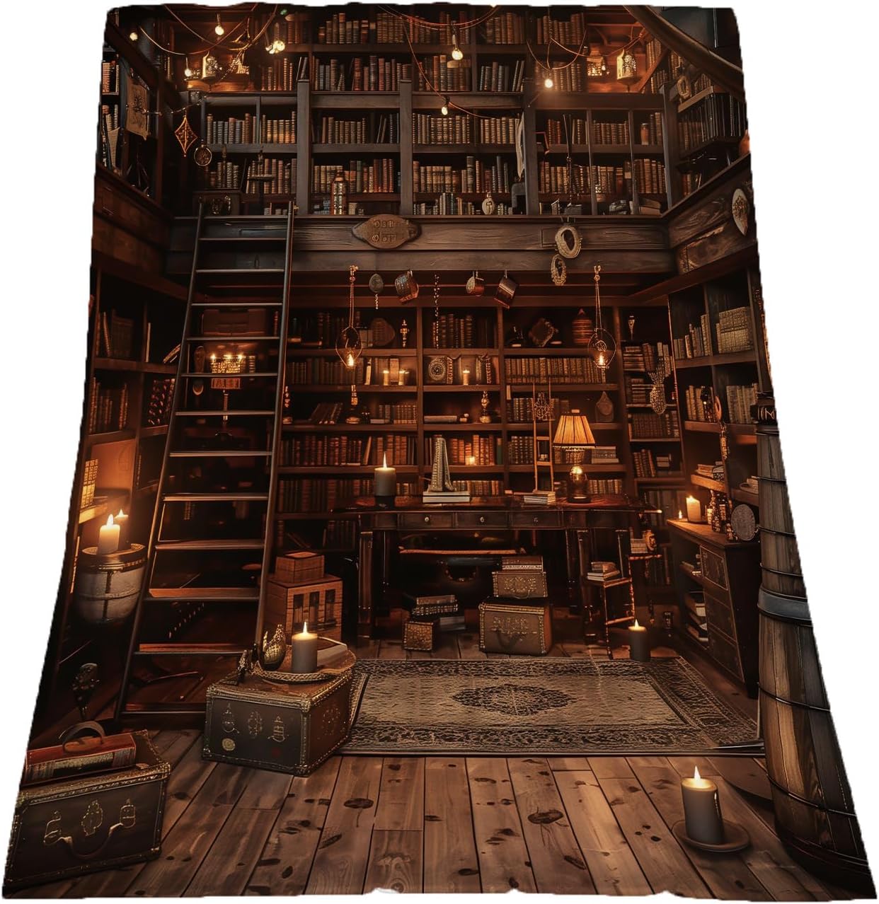 Vintage Bookshelf Bookcase 40" x 50" Old Retro Library Super Soft Bedding Fleece Throw Blanket Luxury Bed Blanket Sofa Living Room Bedroom Warm Lightweight for Men and Women