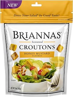 BRIANNAS Honey Mustard Croutons - Crispy Baked-in Flavor for Salads, Snacks & More - Gluten-Free 5oz Bag
