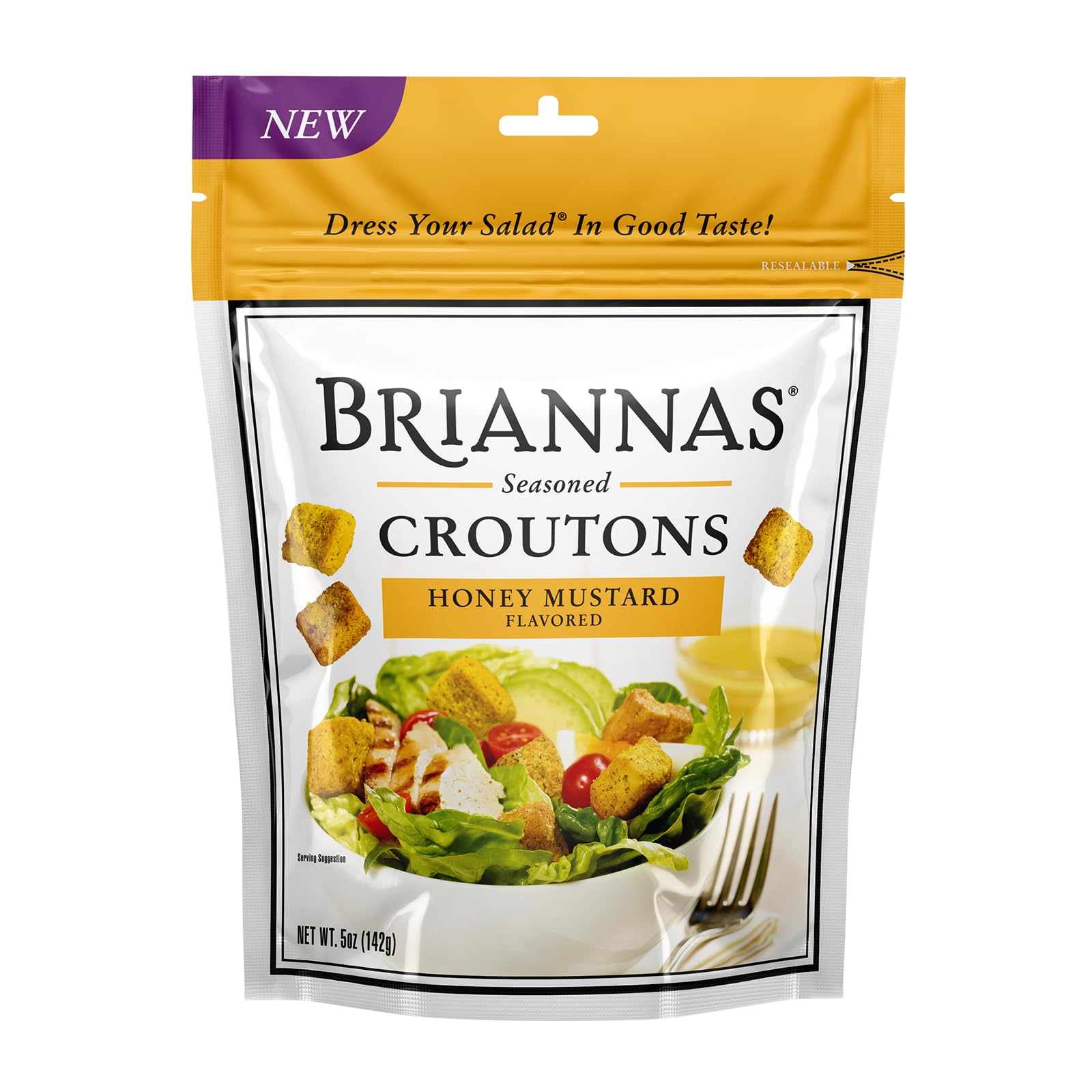 BRIANNAS - Honey Mustard Croutons - Baked-in Flavor, Crispy Croutons for Salads and More - 5 oz. Bag