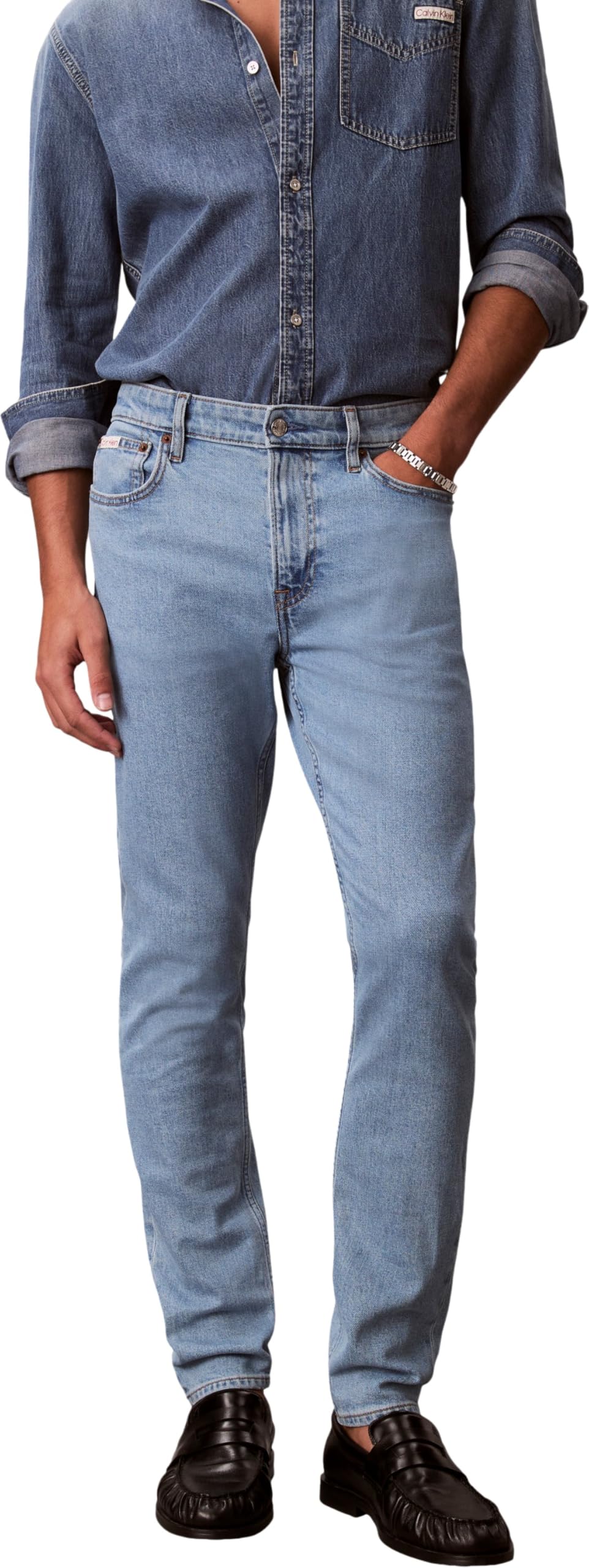 Calvin Klein Slim Taper Adam Lt Stone Jean Lv04rf929g - Dżins Mężczyźni