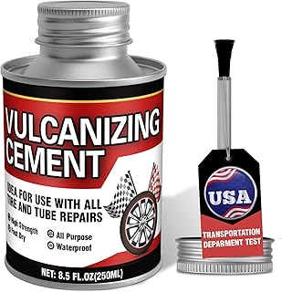 Chemical Vulcanizing Cement, Waterproof Tire Repair Glue 8.5 FL.Oz, Fast Drying Rubber Adhesive with Brush Top, Clear and Durable, Ideal for Car, Motorcycle, Bike
