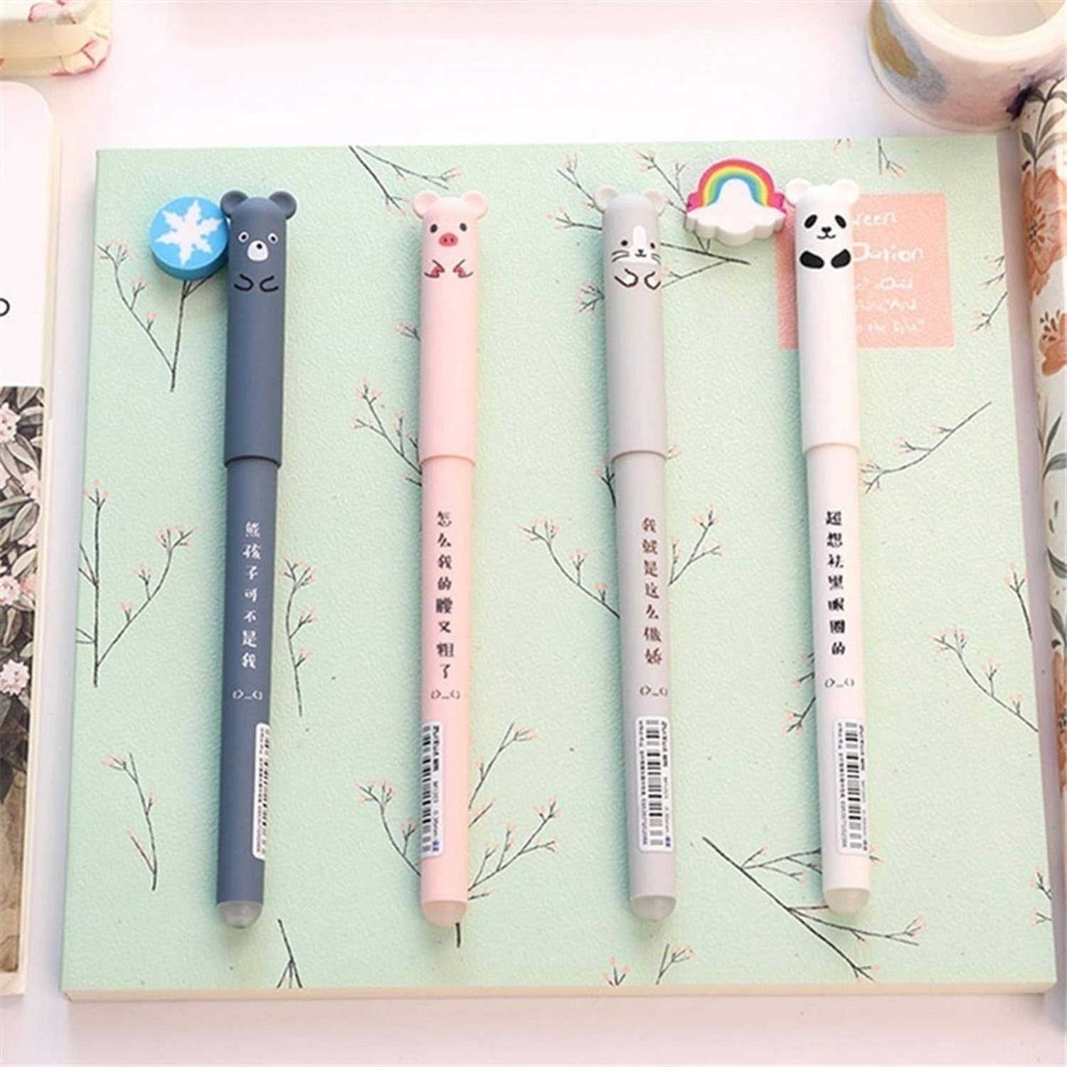 DPWOUM 4Pcs Colour Random Gel Pens Erasable Gel Pen Erasable Gel Pens Cartoon Lightweight For Pigs Panda Magic Friction Gel Pen,Fountain Pens and Ballpoint Pens,Stationery - Image 4