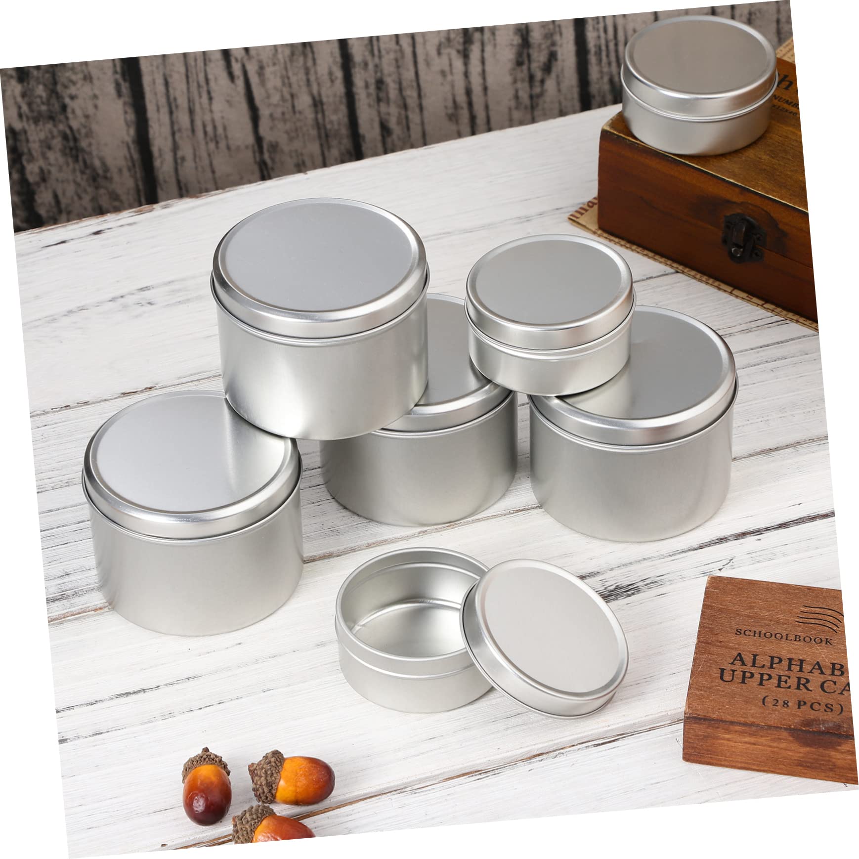 Anneome Barattoli Candele in Lega di Alluminio Stoppini in Cotone per Creazione Candele Fai da Te 12 Pz