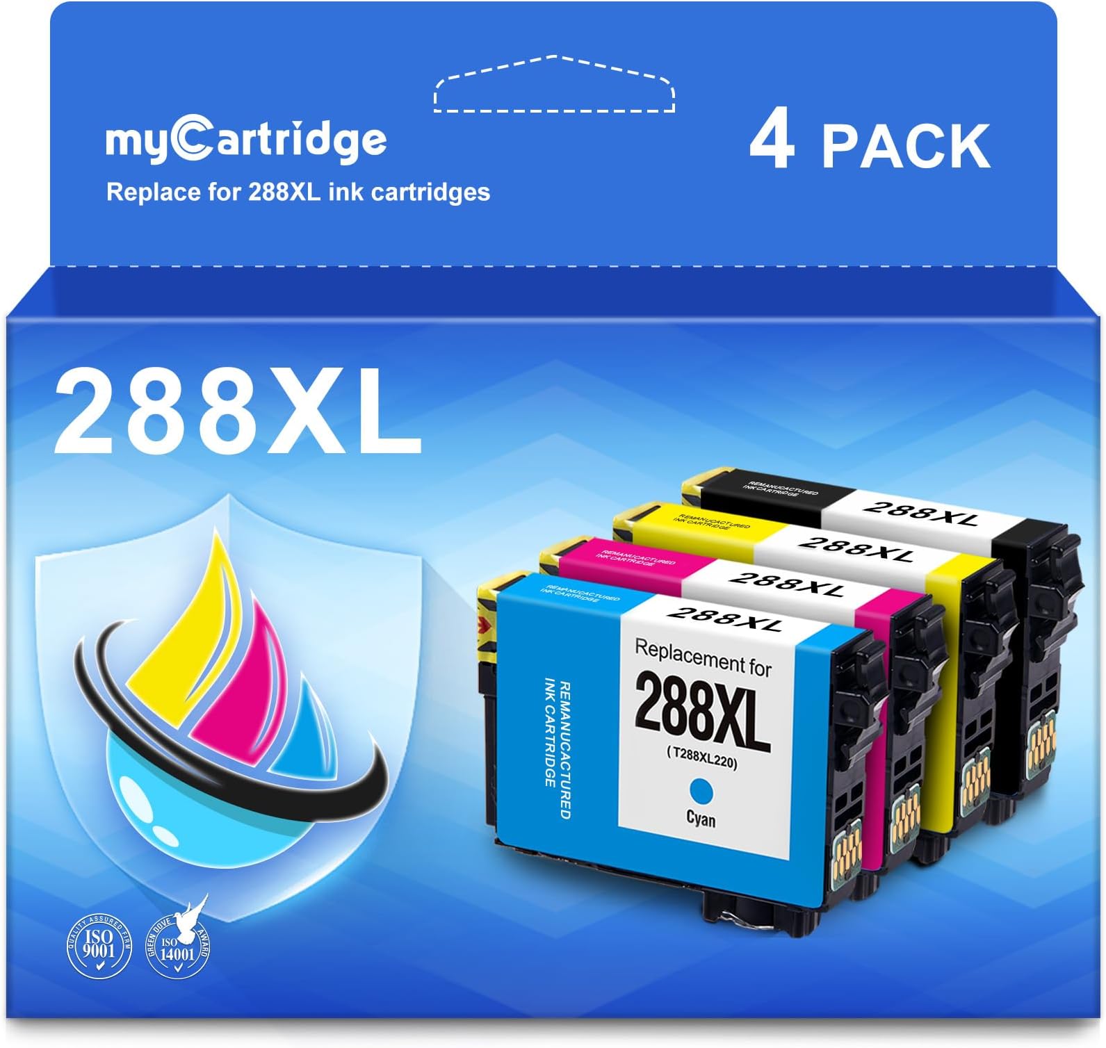 myCartridge Remanufactured Ink Cartridge for Epson 288XL (4-Pack) Work On Expression Home XP-430 Xp-330 Xp-434 Xp-440 XP-446 Xp-340 Printer
