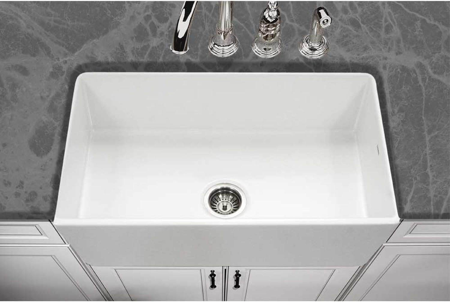 Uр Tо 50% оƒƒ Houzer PTG-4300 WH Apron-Front Fireclay Single Bowl Kitchen Sink, 33, White