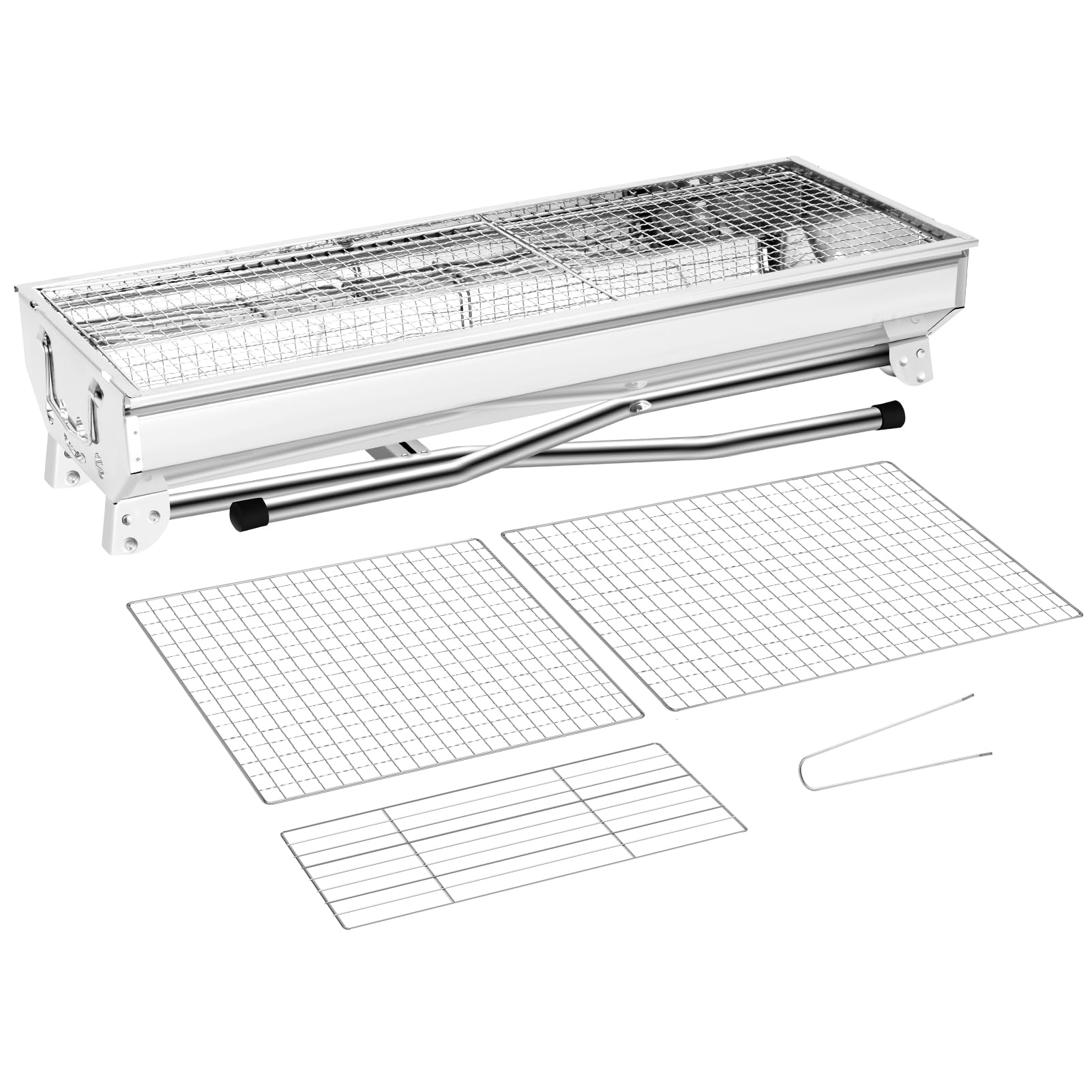 Barbecue a carbonella, portatile, pieghevole, per giardino, campeggio, terrazza, piccolo barbecue a carbonella, portatile, in acciaio inox, barbecue, carbone, carbonella, barbecue da campeggio