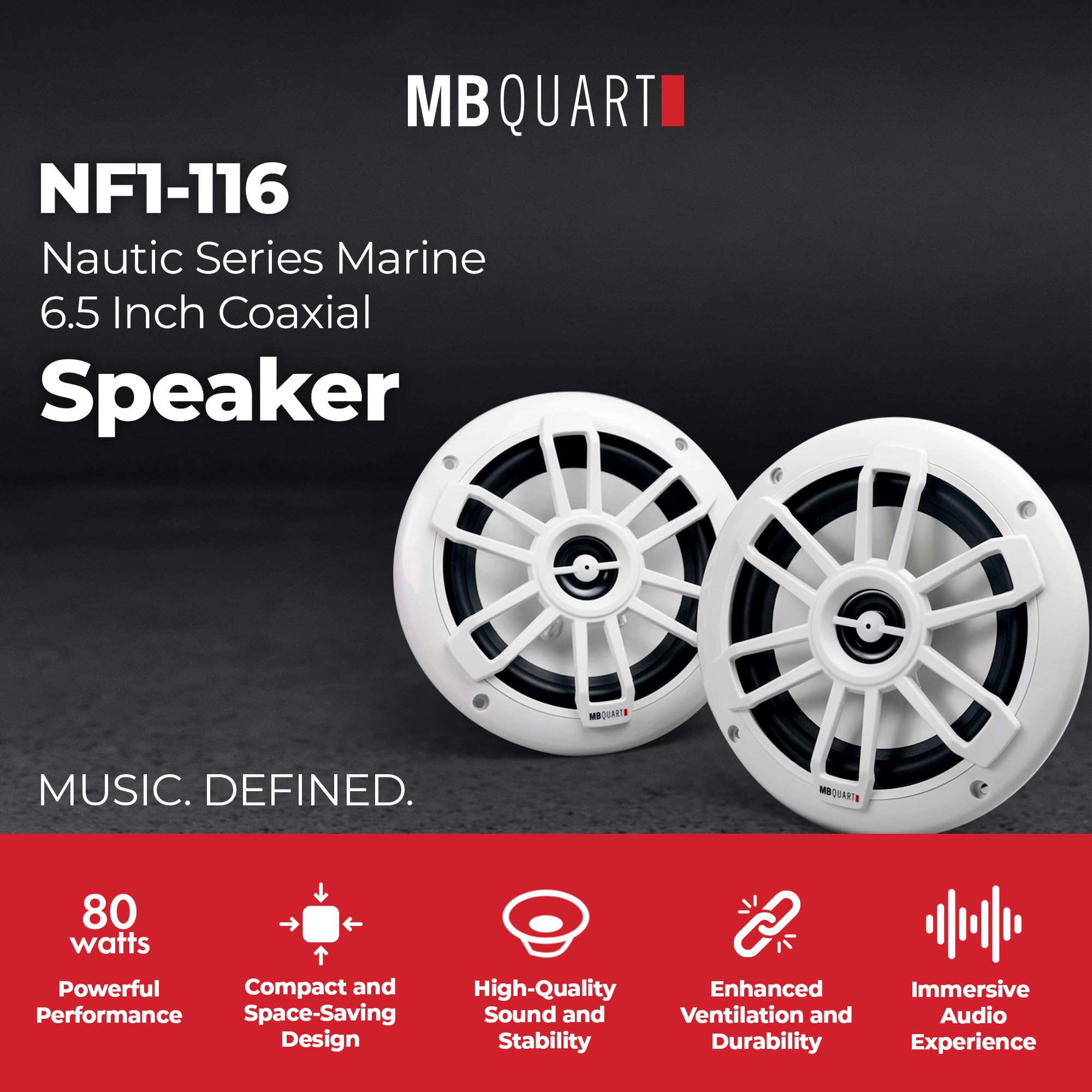 MB Quart NF1-116 6.5" Náutico de montaje poco profundo coaxial