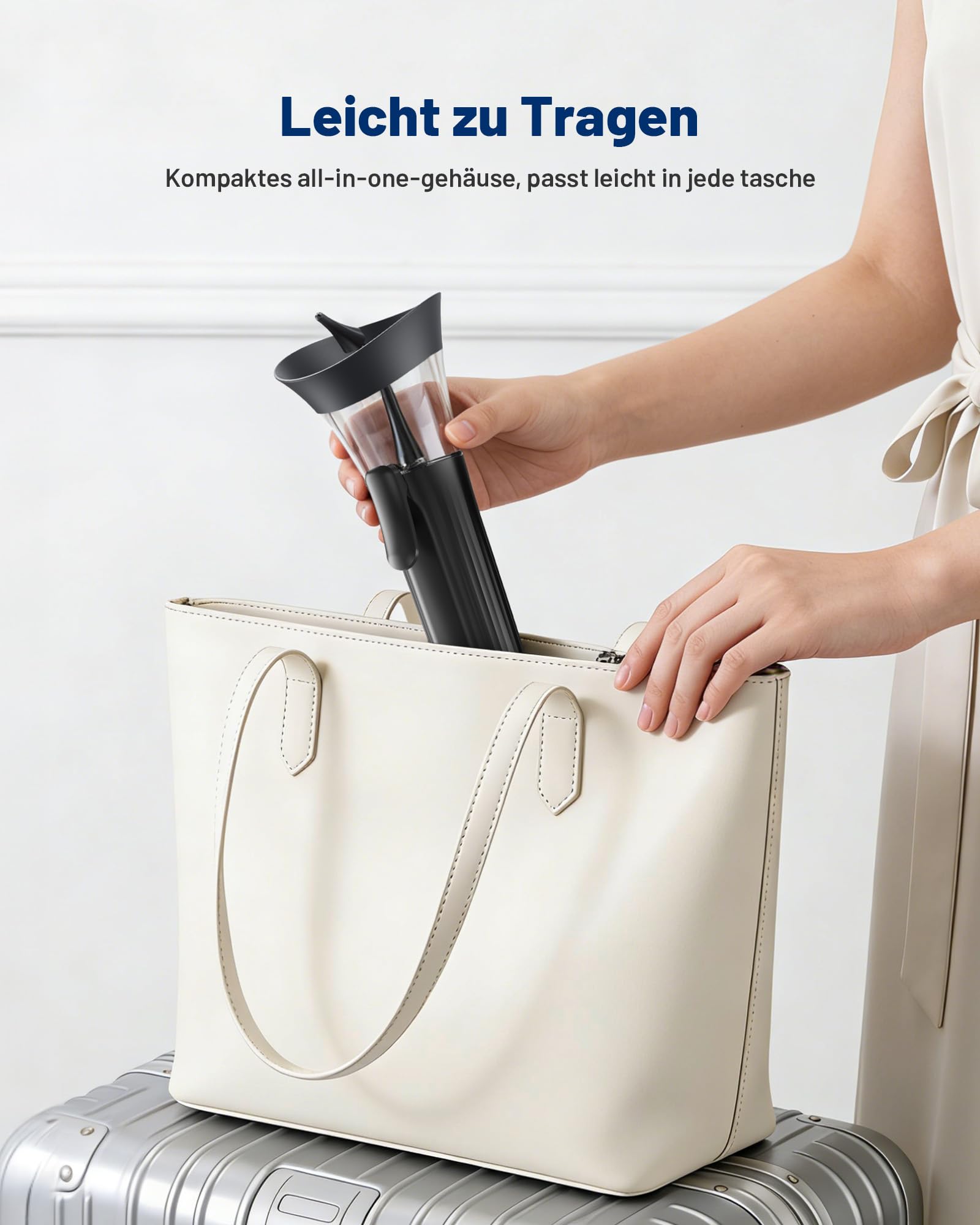 KAUGIC Manuelles Ohrenschmalz-Entfernungsset, 2-in-1-Wassertank Ohrreiniger – Ergonomischer Kraftsparender Knopf, Einhandbedienung, Schwarz