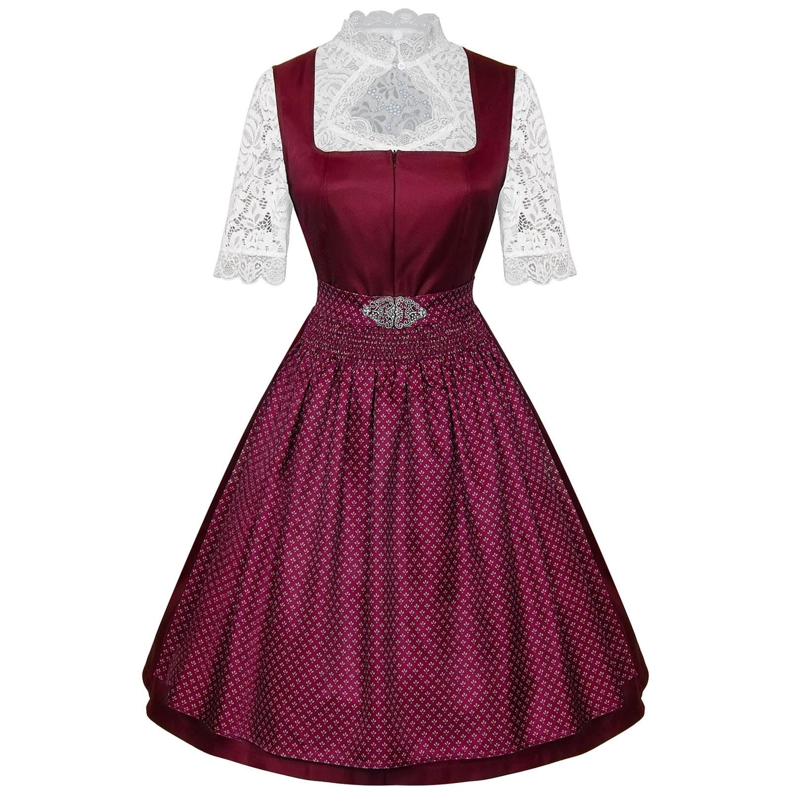 Dirndl Damen Midi Trachtenkleid Elegant Oktoberfest Damen Outfit Trachtenmode Kleid Bayerisches Bierfest Cosplay 2 Teilig Traditionelle Ethnischen Stil Freizeitkleid Partykleid